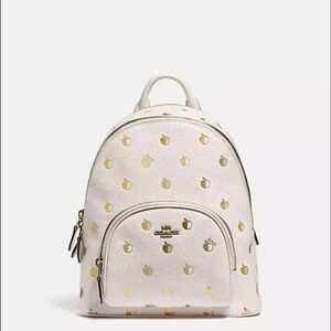 Coach Cream Mini Backpack with Gold Apple Motif